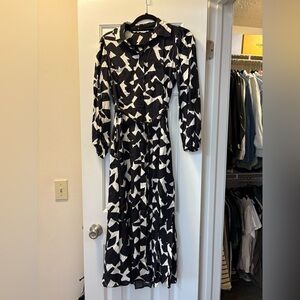 Zara XS Black and White Patterned Women's Dress